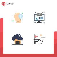 4 User Interface Flat Icon Pack of modern Signs and Symbols of communication archive idea message data Editable Vector Design Elements