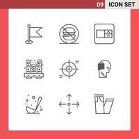 Set of 9 Commercial Outlines pack for focus speaker form living furniture Editable Vector Design Elements