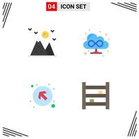 4 Flat Icon concept for Websites Mobile and Apps hiking up mountain web cabinet Editable Vector Design Elements