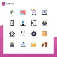 Pack of 16 creative Flat Colors of internet share mobile checkout share document laptop Editable Pack of Creative Vector Design Elements