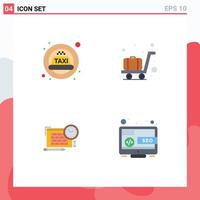 4 Universal Flat Icons Set for Web and Mobile Applications cab focus airport time seo Editable Vector Design Elements