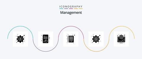 paquete de iconos de gestión de glifos 5 que incluye . administración. diario. computadora. posicionamiento web vector