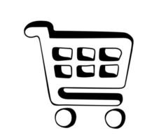 Hand drawn Shopping Cart Icon in doodle style. vector