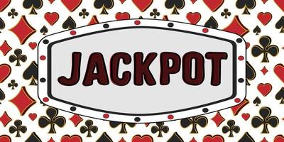 pancarta de jackpot con cuatro palos de cartas vector