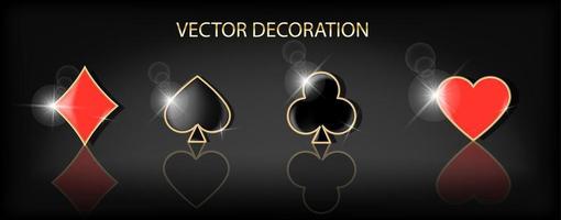 Volumetric icons of suits of playing cards vector