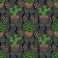 Succulent and cactus seamless pattern vector