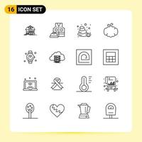 Mobile Interface Outline Set of 16 Pictograms of internet of things smart watch stones canada halloween Editable Vector Design Elements