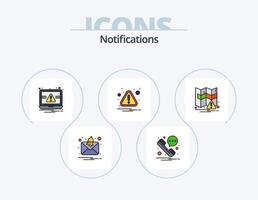 Notifications Line Filled Icon Pack 5 Icon Design. mobile. number. folder. notification. love vector