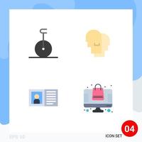 Modern Set of 4 Flat Icons Pictograph of circus contact us hat feelings information Editable Vector Design Elements