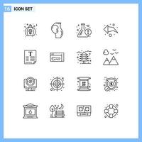 User Interface Pack of 16 Basic Outlines of file left obstetrics arrow flask Editable Vector Design Elements