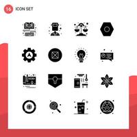 Editable Vector Line Pack of 16 Simple Solid Glyphs of ancient cursor chemistry navigation settings Editable Vector Design Elements