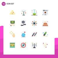 16 User Interface Flat Color Pack of modern Signs and Symbols of server database street backup halloween Editable Pack of Creative Vector Design Elements