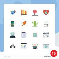 Pack of 16 Modern Flat Colors Signs and Symbols for Web Print Media such as day world shelves globe lollipop Editable Pack of Creative Vector Design Elements