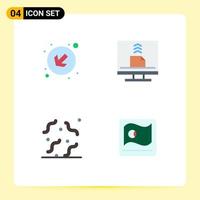 Set of 4 Modern UI Icons Symbols Signs for arrow rotten communication desktop worm Editable Vector Design Elements