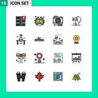 Set of 16 Modern UI Icons Symbols Signs for judgment court promotion choice setting Editable Creative Vector Design Elements