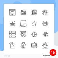 16 User Interface Outline Pack of modern Signs and Symbols of hat cap colors plant lotus Editable Vector Design Elements