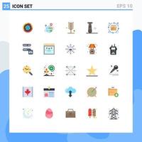 Set of 25 Modern UI Icons Symbols Signs for bat tree process summer environment Editable Vector Design Elements