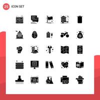 Mobile Interface Solid Glyph Set of 25 Pictograms of trash instagram notification car switch Editable Vector Design Elements