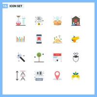 Set of 16 Vector Flat Colors on Grid for up graph percentage people family Editable Pack of Creative Vector Design Elements
