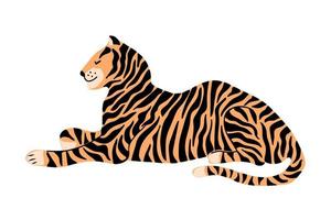 lindo tigre dibujado a mano aislado sobre fondo blanco vector