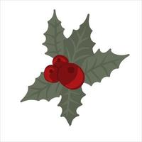 Isolated holly berry with leaves vector