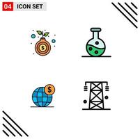 4 iconos creativos signos y símbolos modernos de la ciencia del crecimiento empresarial de la bolsa elementos de diseño vectorial editables internacionales vector