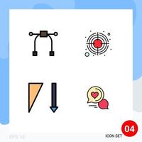Set of 4 Modern UI Icons Symbols Signs for design sorting focus target message Editable Vector Design Elements