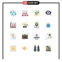 16 User Interface Flat Color Pack of modern Signs and Symbols of business analysis agriculture zombie mutation Editable Pack of Creative Vector Design Elements