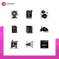 9 Universal Solid Glyphs Set for Web and Mobile Applications financial business rules spreadsheet nature Editable Vector Design Elements