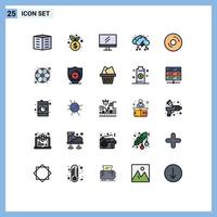 25 Creative Icons Modern Signs and Symbols of bagels weather finance rain cloud Editable Vector Design Elements