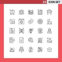 Set of 25 Vector Lines on Grid for home road online car table Editable Vector Design Elements