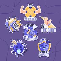 Set of Sticker for Vaccine Covid 19 vector