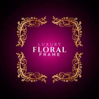 Luxury elegant circle floral frame golden round decorative corners vector