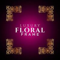 Luxury elegant circle floral frame golden round decorative corners vector