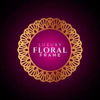 Luxury elegant circle floral frame golden round decorative corners vector
