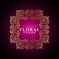 Luxury elegant circle floral frame golden round decorative corners vector