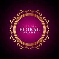 Luxury elegant circle floral frame golden round decorative corners vector