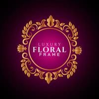 Luxury elegant circle floral frame golden round decorative corners vector