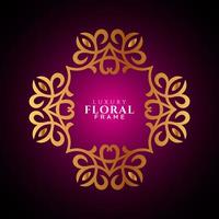 Luxury elegant circle floral frame golden round decorative corners vector