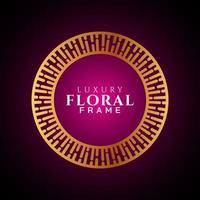 Luxury elegant circle floral frame golden round decorative corners vector