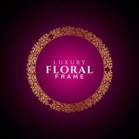 Luxury elegant circle floral frame golden round decorative corners vector