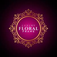 Luxury elegant circle floral frame golden round decorative corners vector