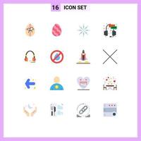 Mobile Interface Flat Color Set of 16 Pictograms of communication support snow headset support Editable Pack of Creative Vector Design Elements