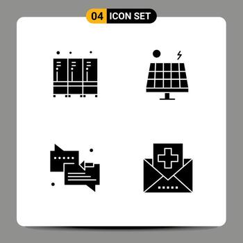 4 Universal Solid Glyphs Set for Web and Mobile Applications security messages storage green arrow Editable Vector Design Elements