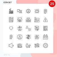 Mobile Interface Line Set of 25 Pictograms of tea profile editing person man Editable Vector Design Elements