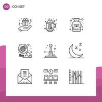 Modern Set of 9 Outlines and symbols such as play fun herbal arcade internet Editable Vector Design Elements