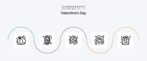 paquete de iconos de la línea 5 del día de san valentín que incluye arco. corazón. boda. globo. micrófono vector