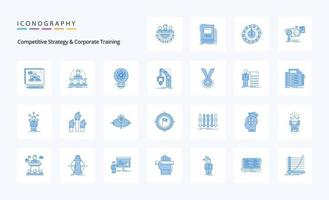 25 Competitive Strategy And Corporate Training Blue icon pack vector