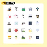 Set of 25 Modern UI Icons Symbols Signs for bawling world audio research studio Editable Vector Design Elements