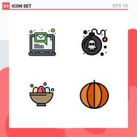 4 Creative Icons Modern Signs and Symbols of computer celebration notification game egg Editable Vector Design Elements